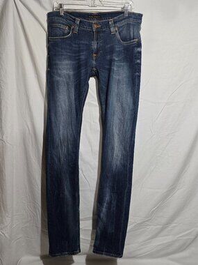Nudie Jeans Co Tight Long John Organic Cotton Jeans - Org Grey Blues - Sz 32x36*